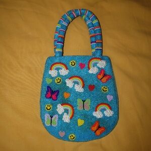 Susan Alexandra Rainbow & Smiley's Handmade Beaded Hand Bag